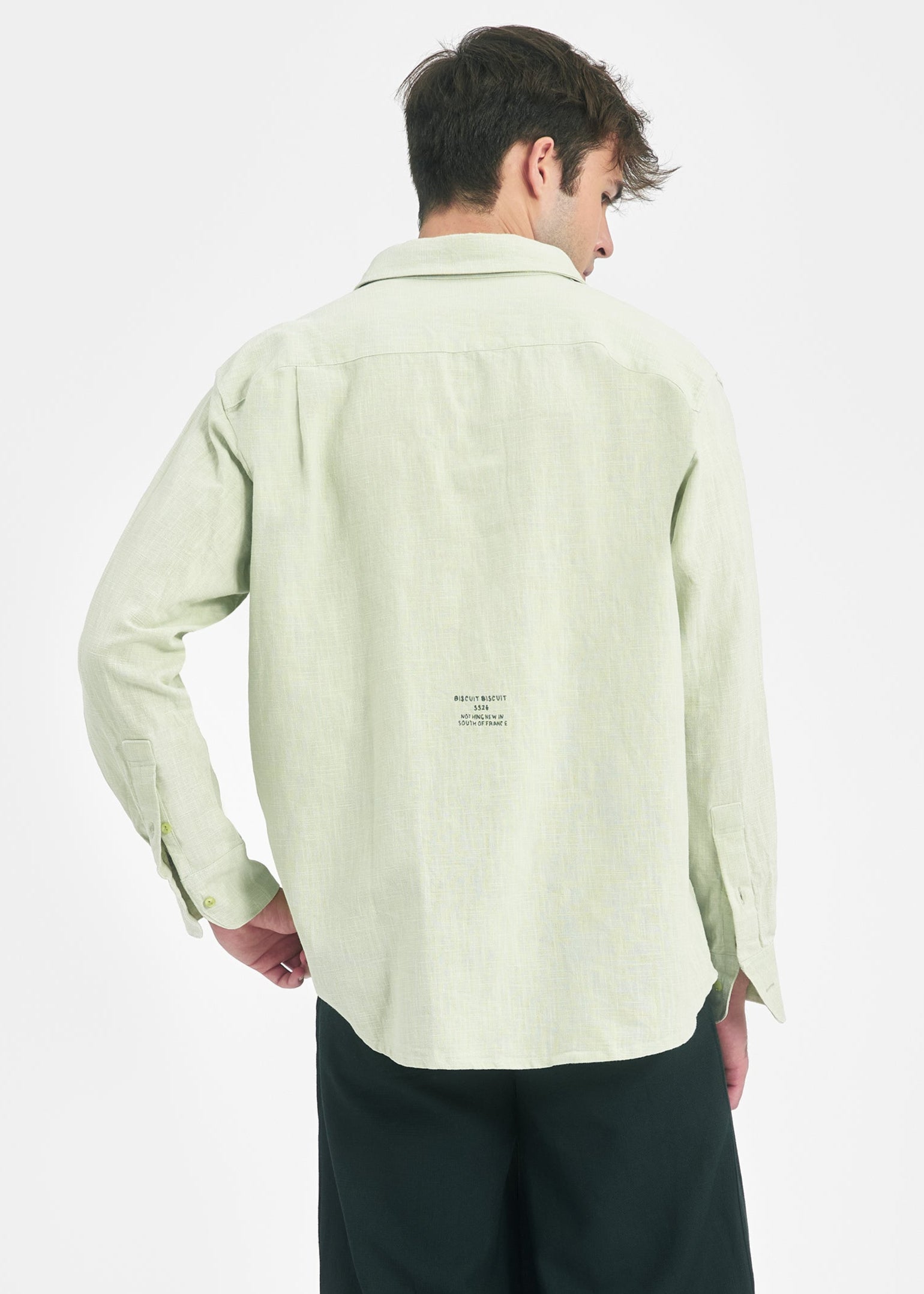 Chemise oversize unisexe lin matcha