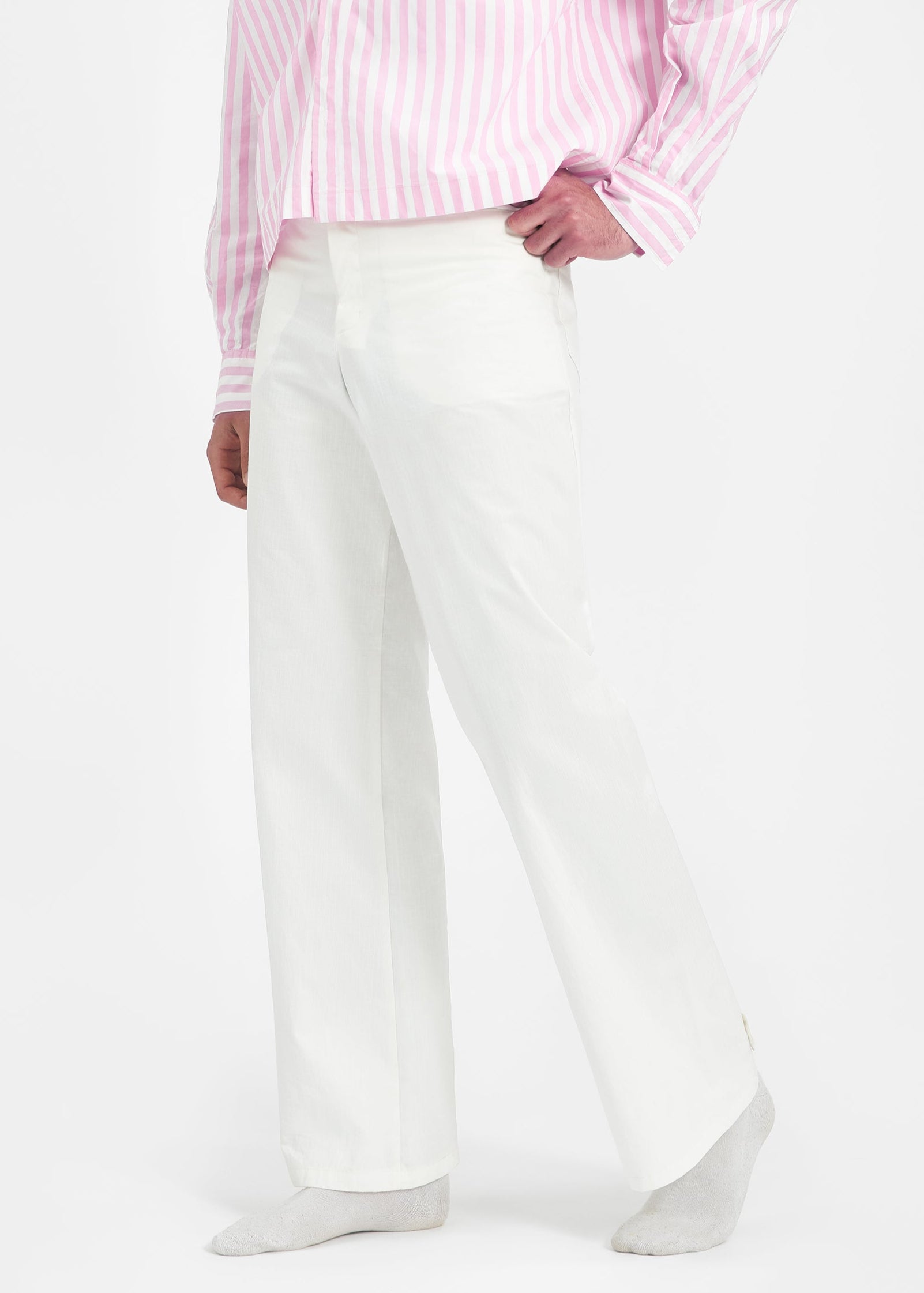 Pantalon ample unisexe coton blanc