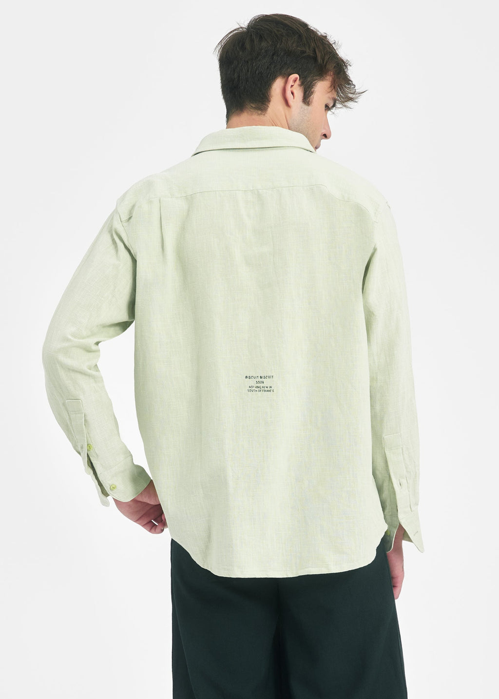 Chemise oversize unisexe lin matcha