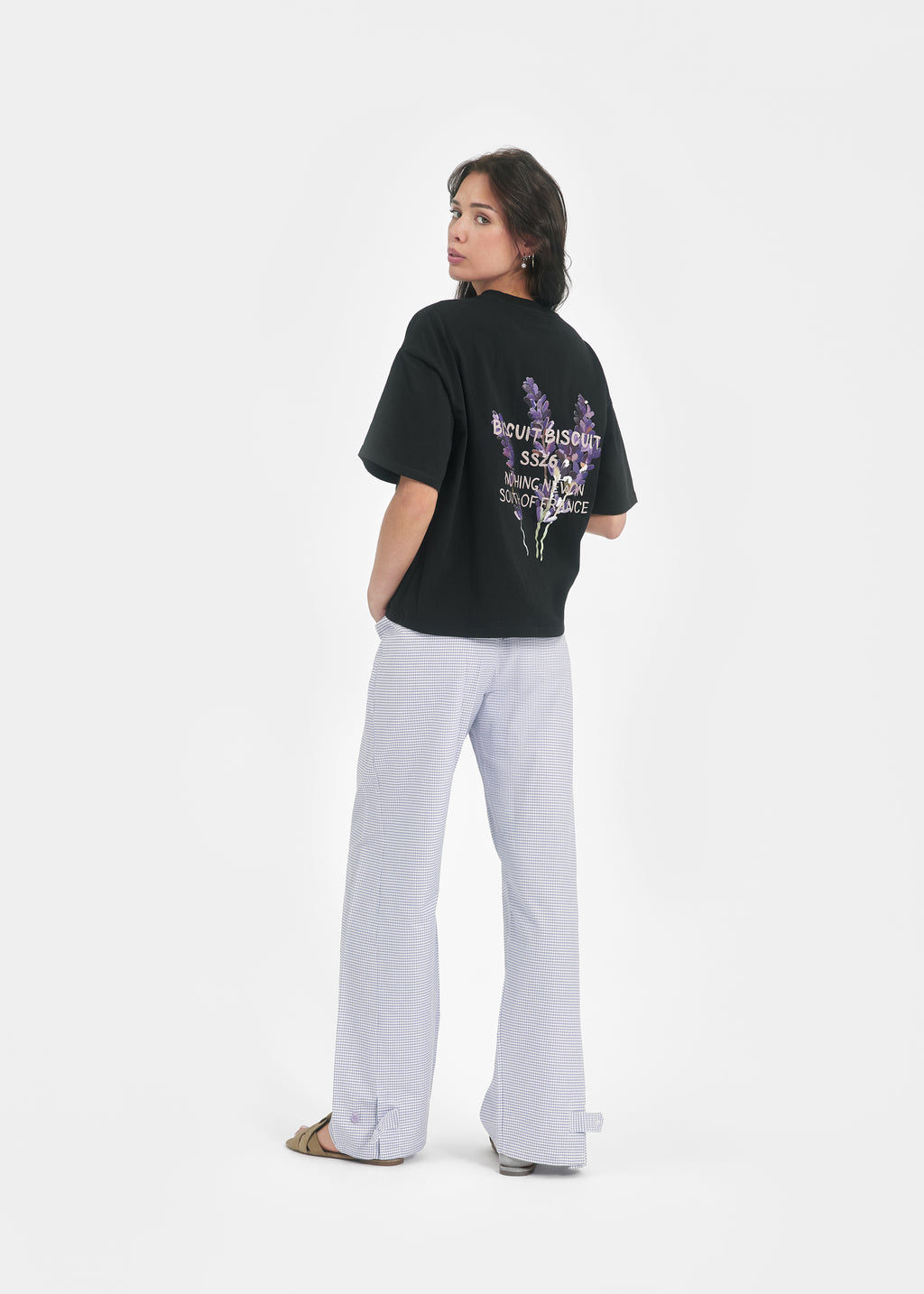 Pantalon unisexe carreaux lavande