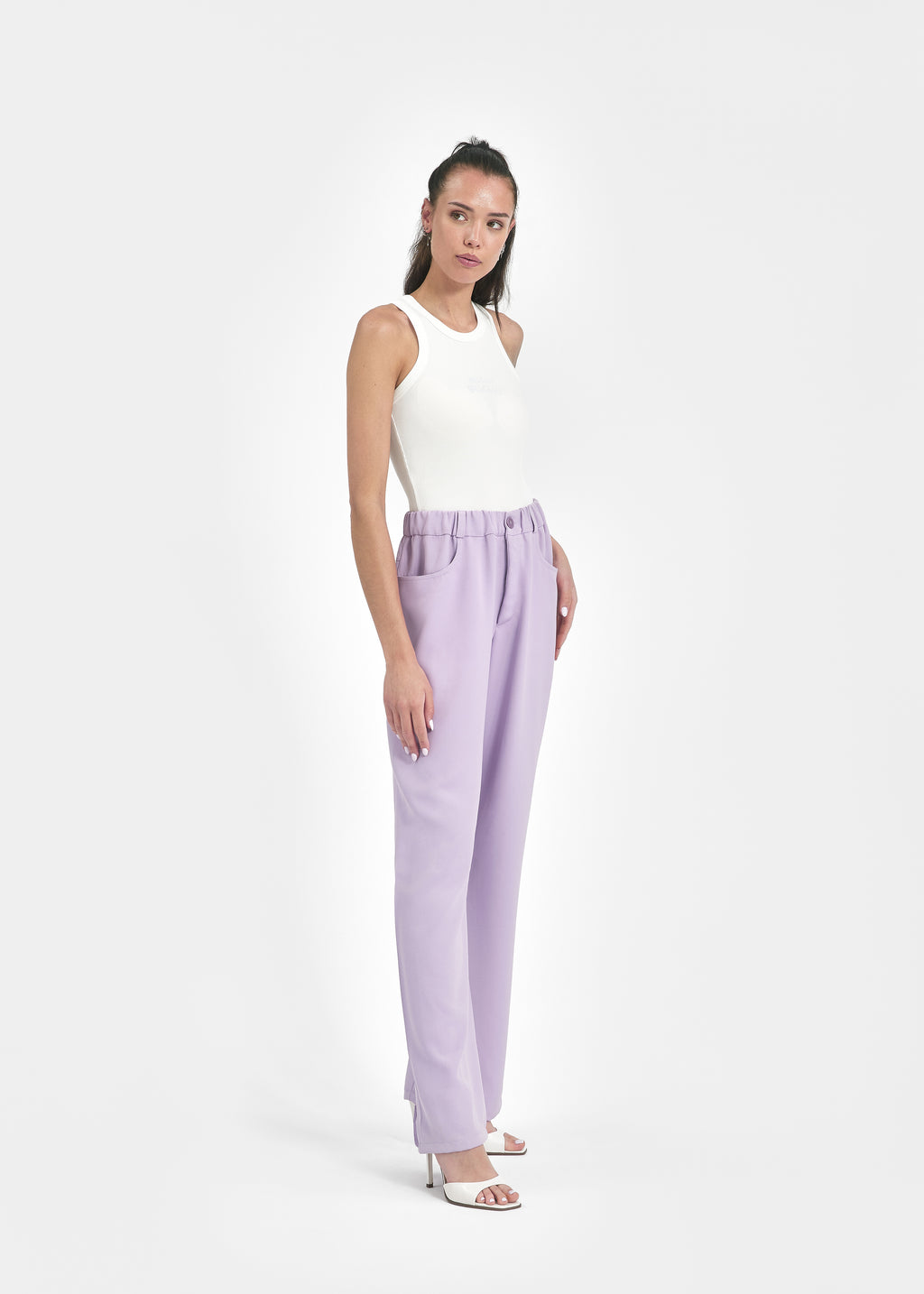 Pantalon ample unisexe crêpe lavande