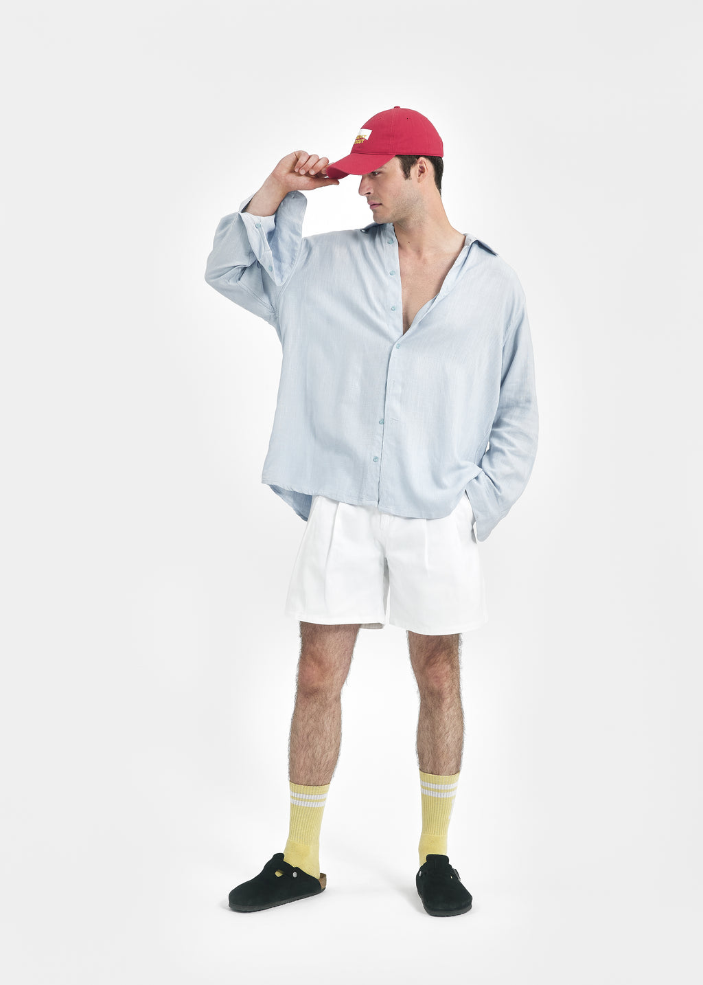 Chemise oversize unisexe lin bleu