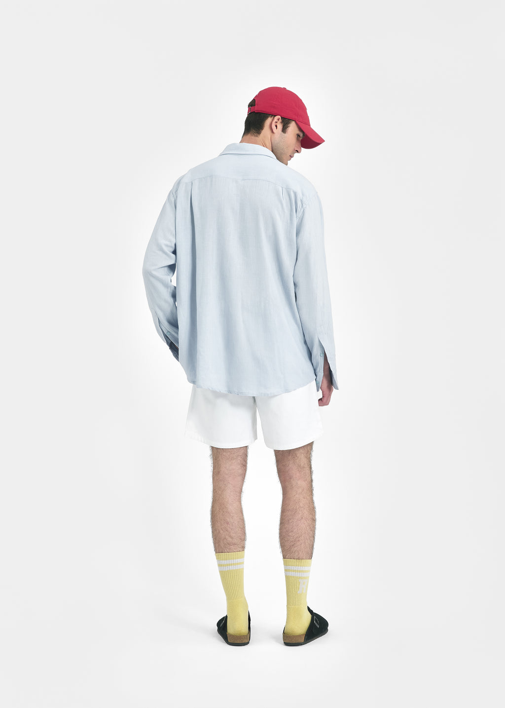 Chemise oversize unisexe lin bleu