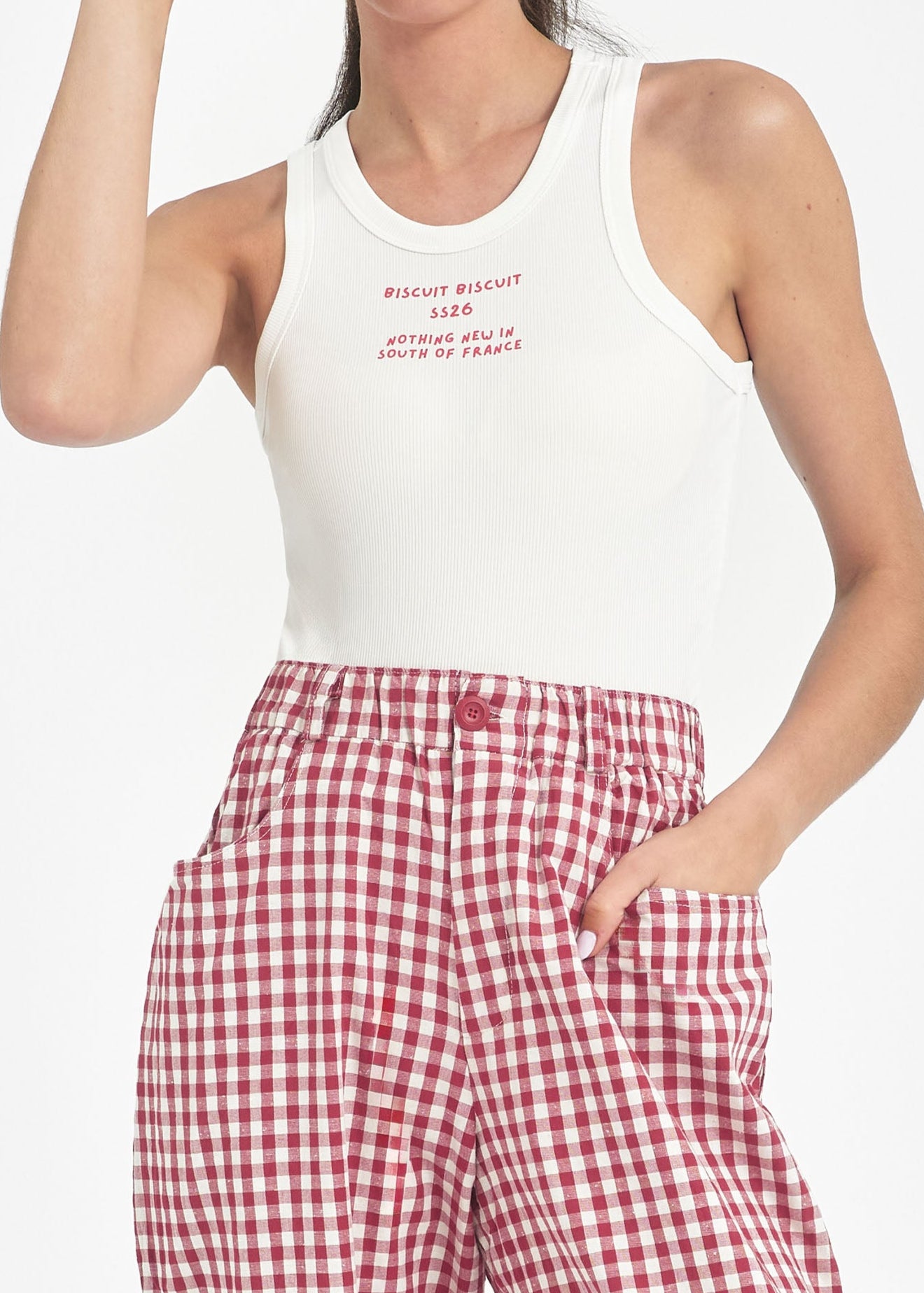 Débardeur blanc "Tampon rouge"