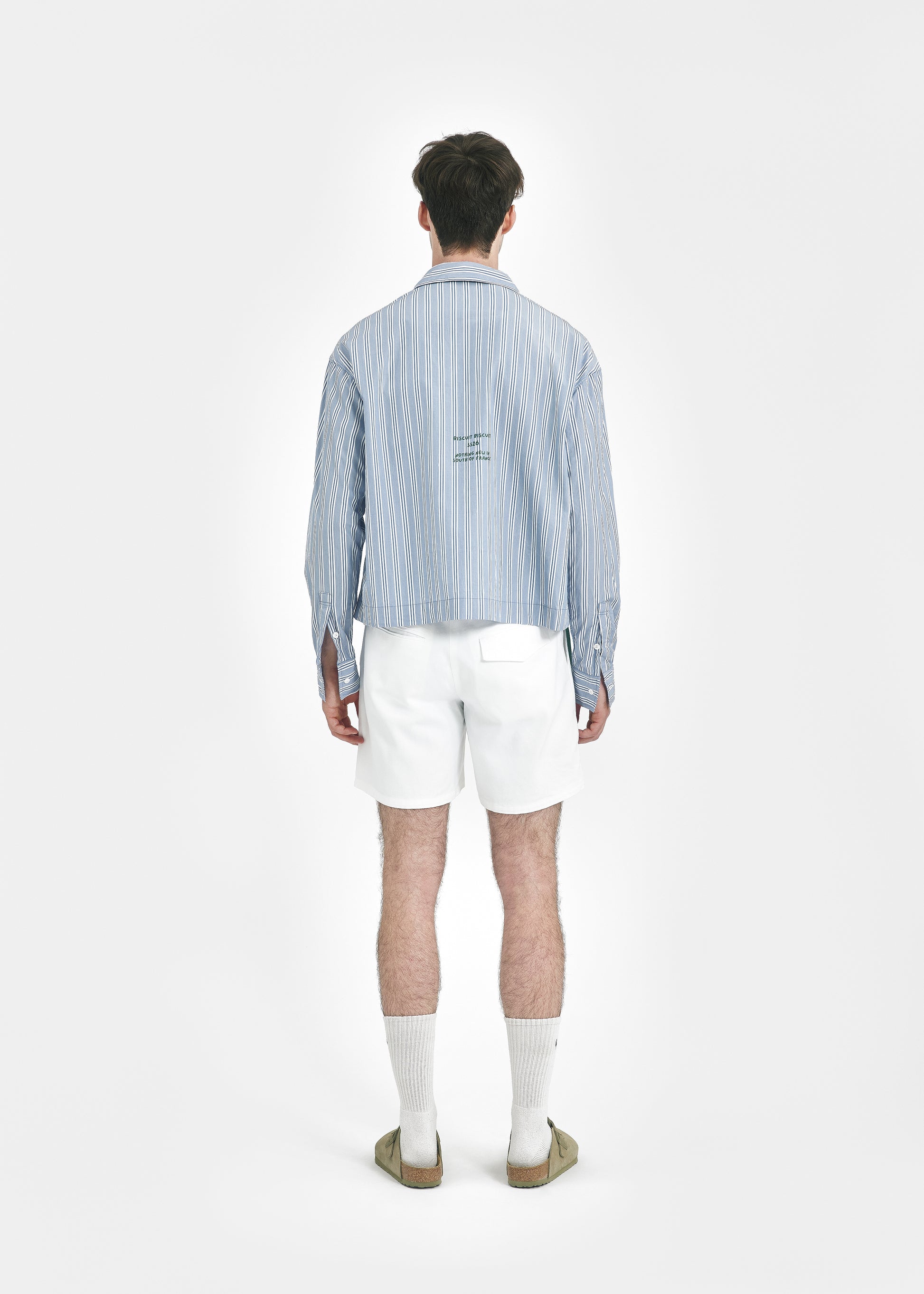 Short deux plis unisexe canvas coton blanc