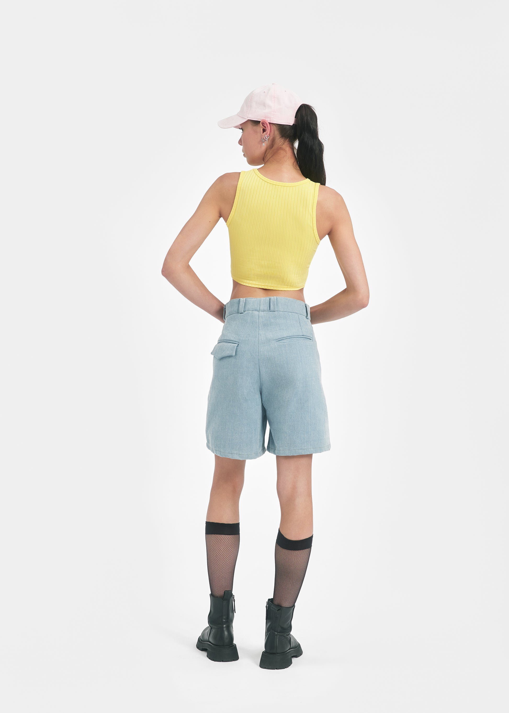 Short deux plis unisexe en denim