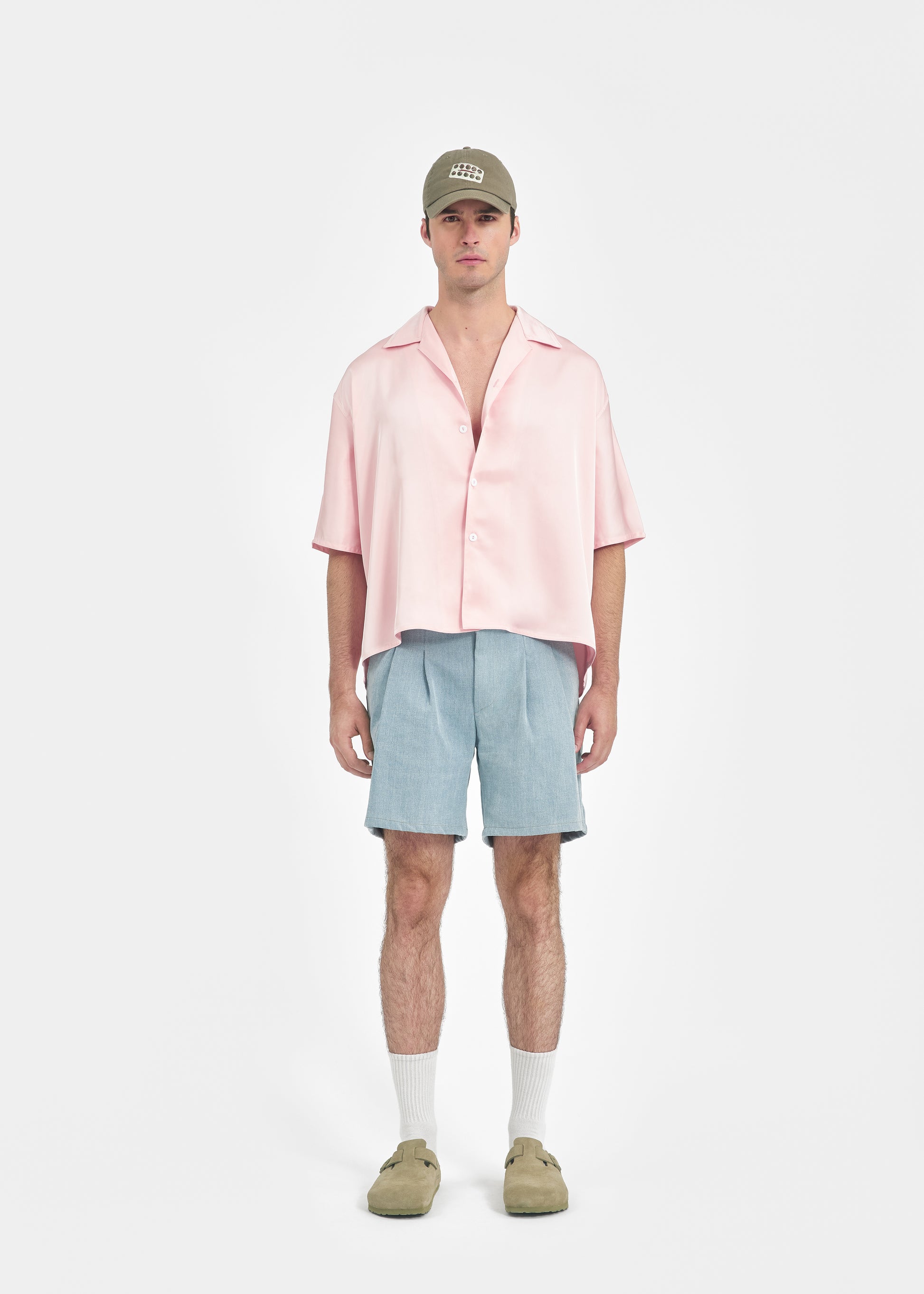 Short deux plis unisexe en denim