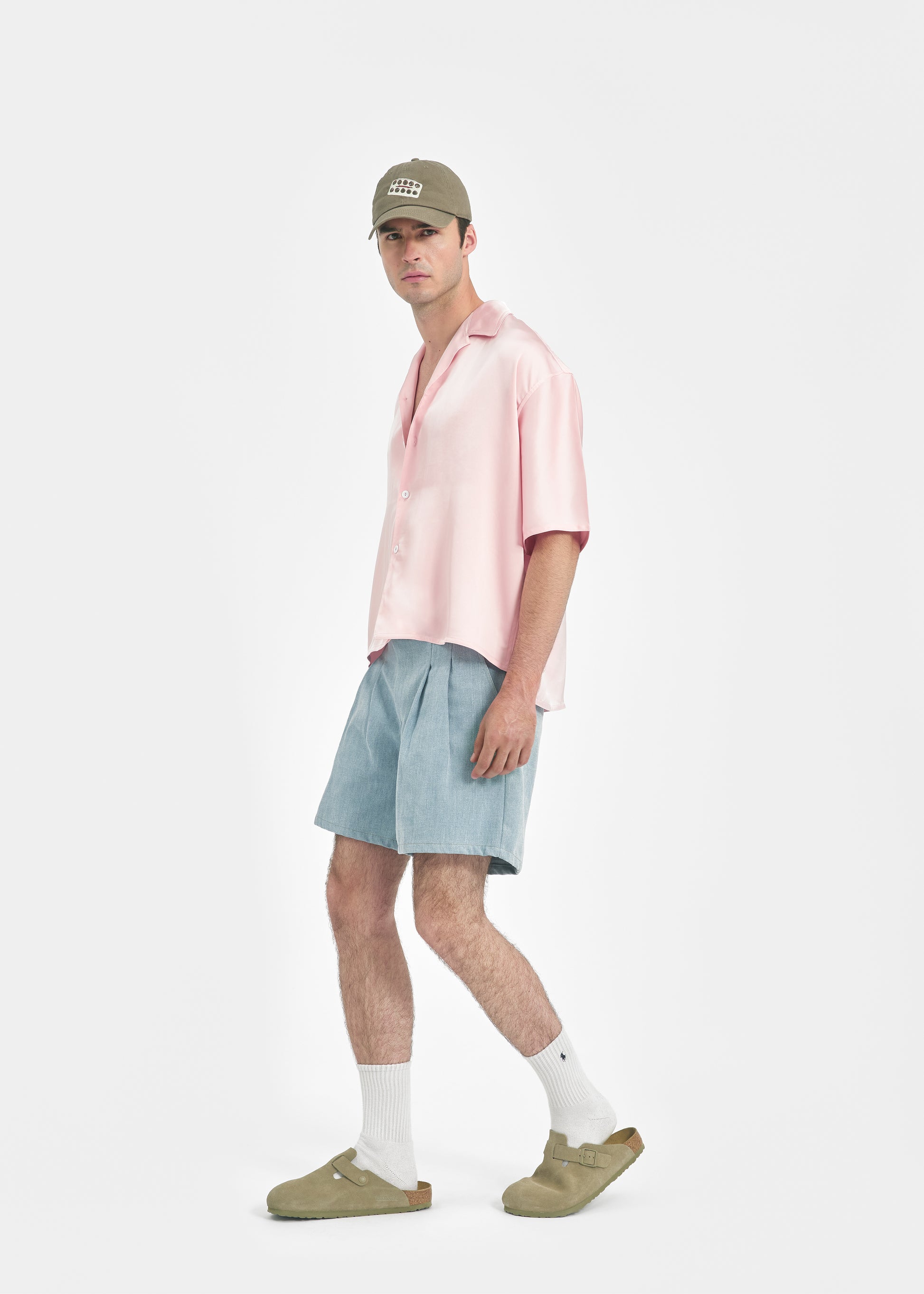 Short deux plis unisexe en denim
