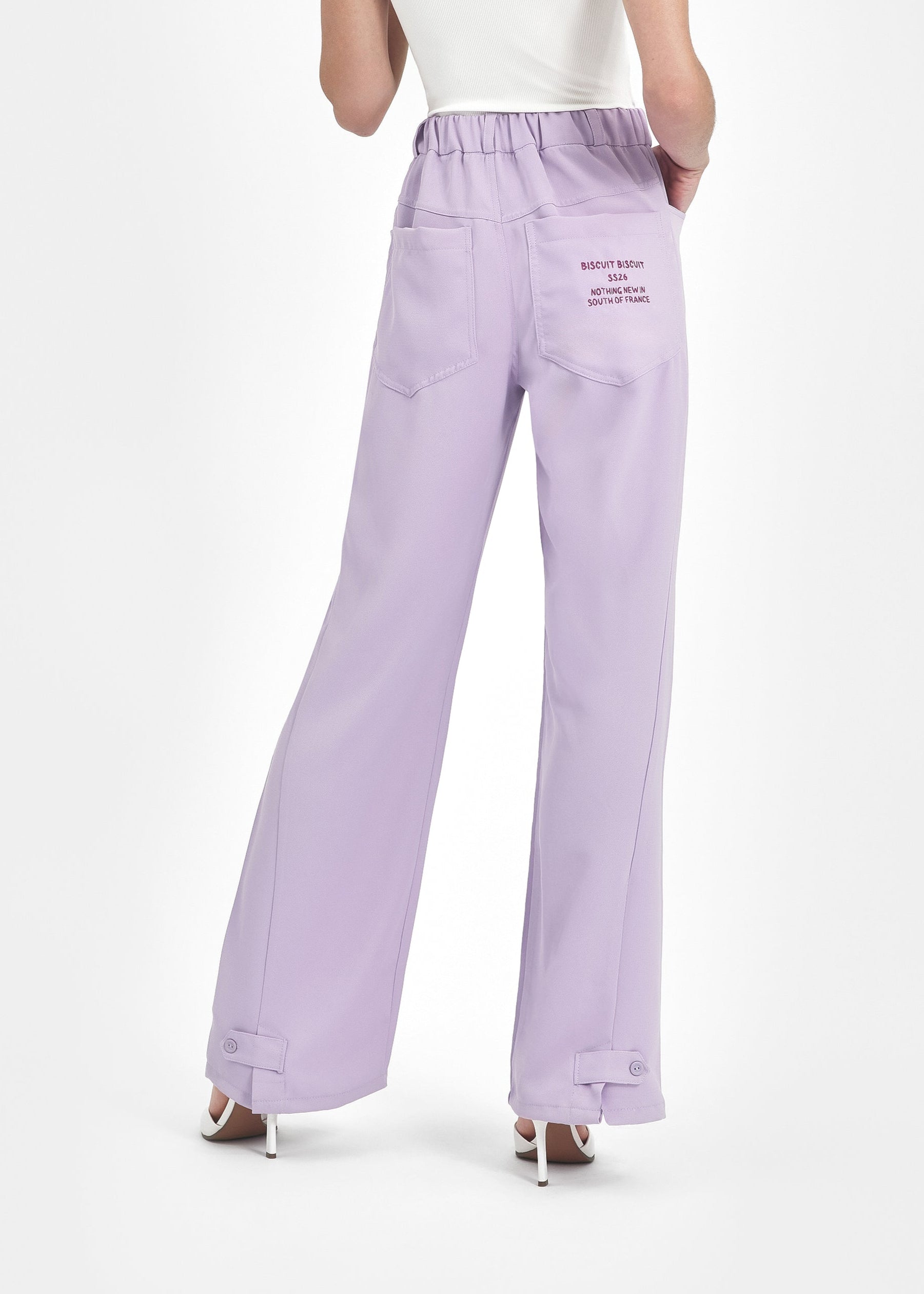 Pantalon ample unisexe crêpe lavande