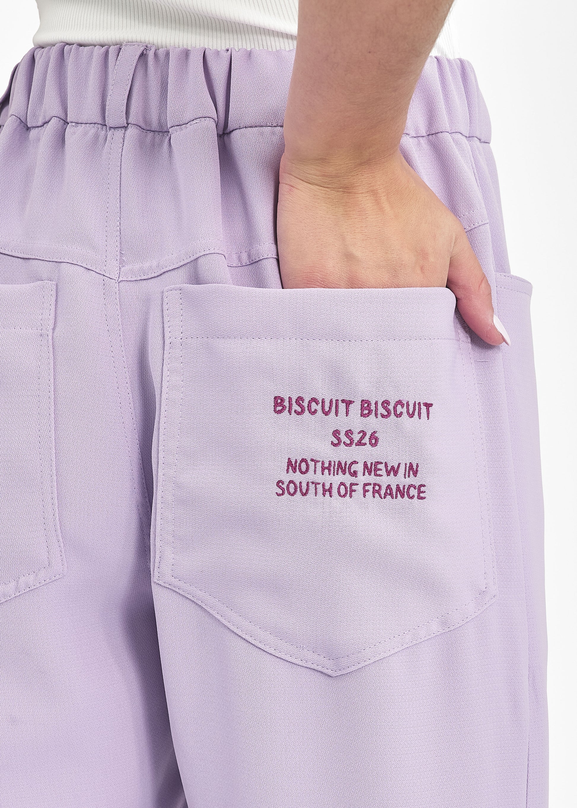 Pantalon ample unisexe crêpe lavande