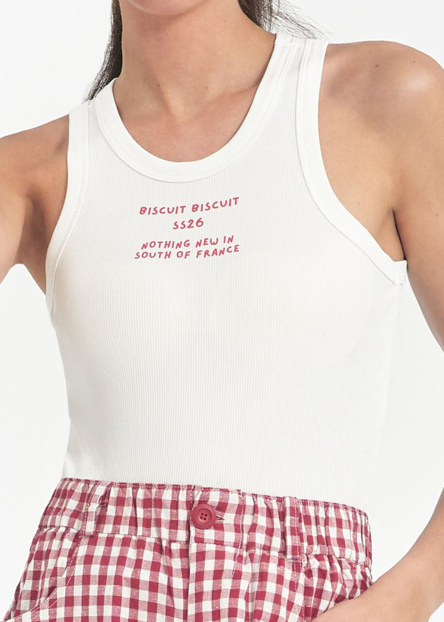Débardeur blanc "Tampon rouge"