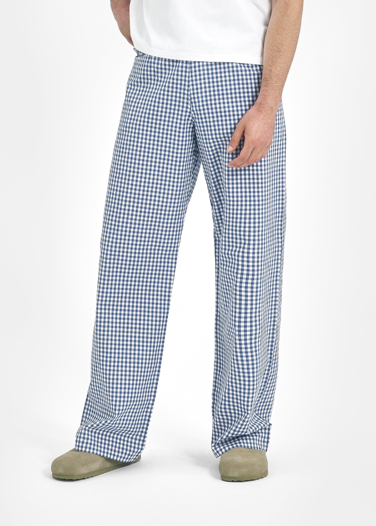 Pantalon vichy bleu "Gros Biscuit Jaune"