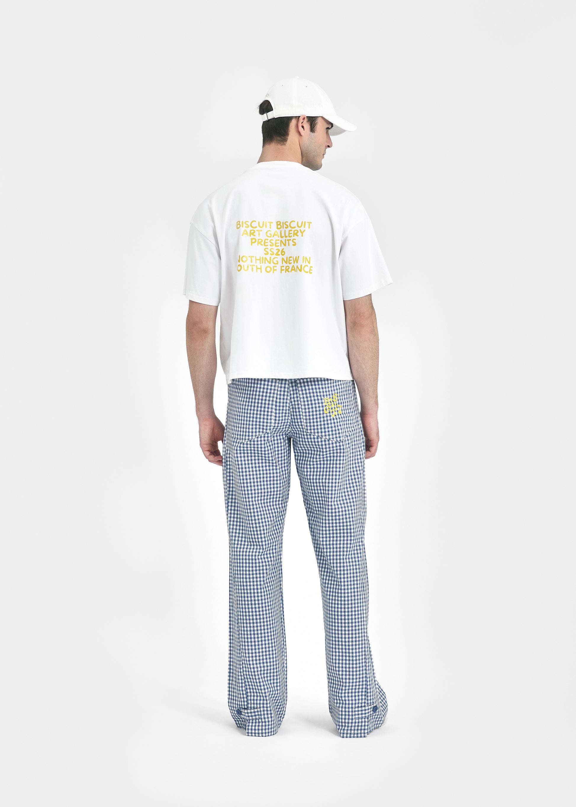 Pantalon vichy bleu "Gros Biscuit Jaune"