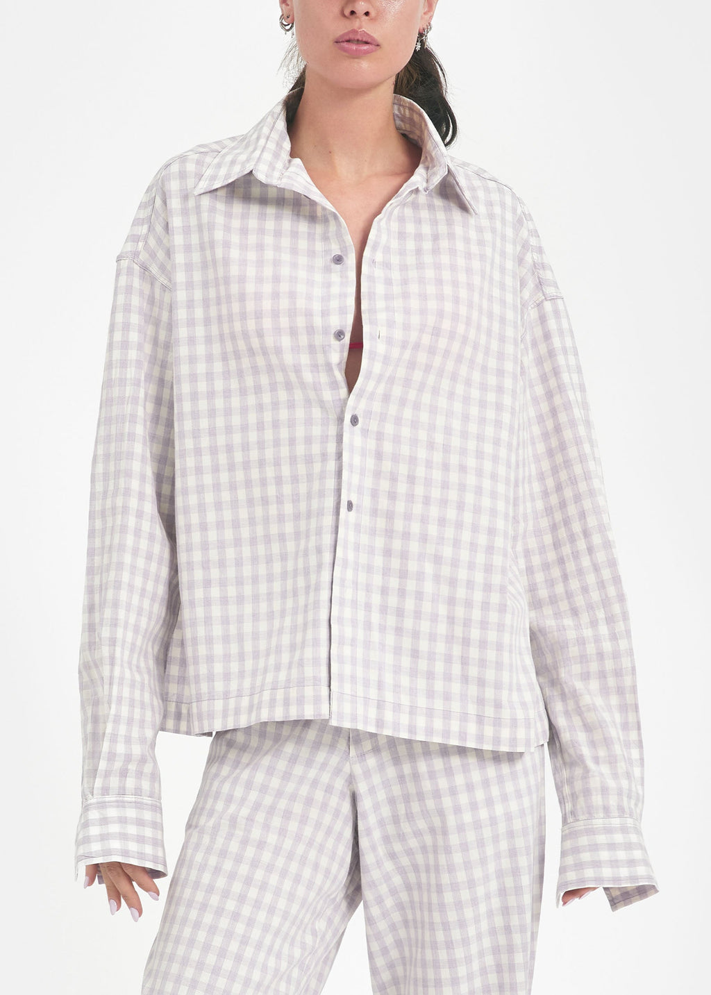 Chemise unisexe carreaux lavande