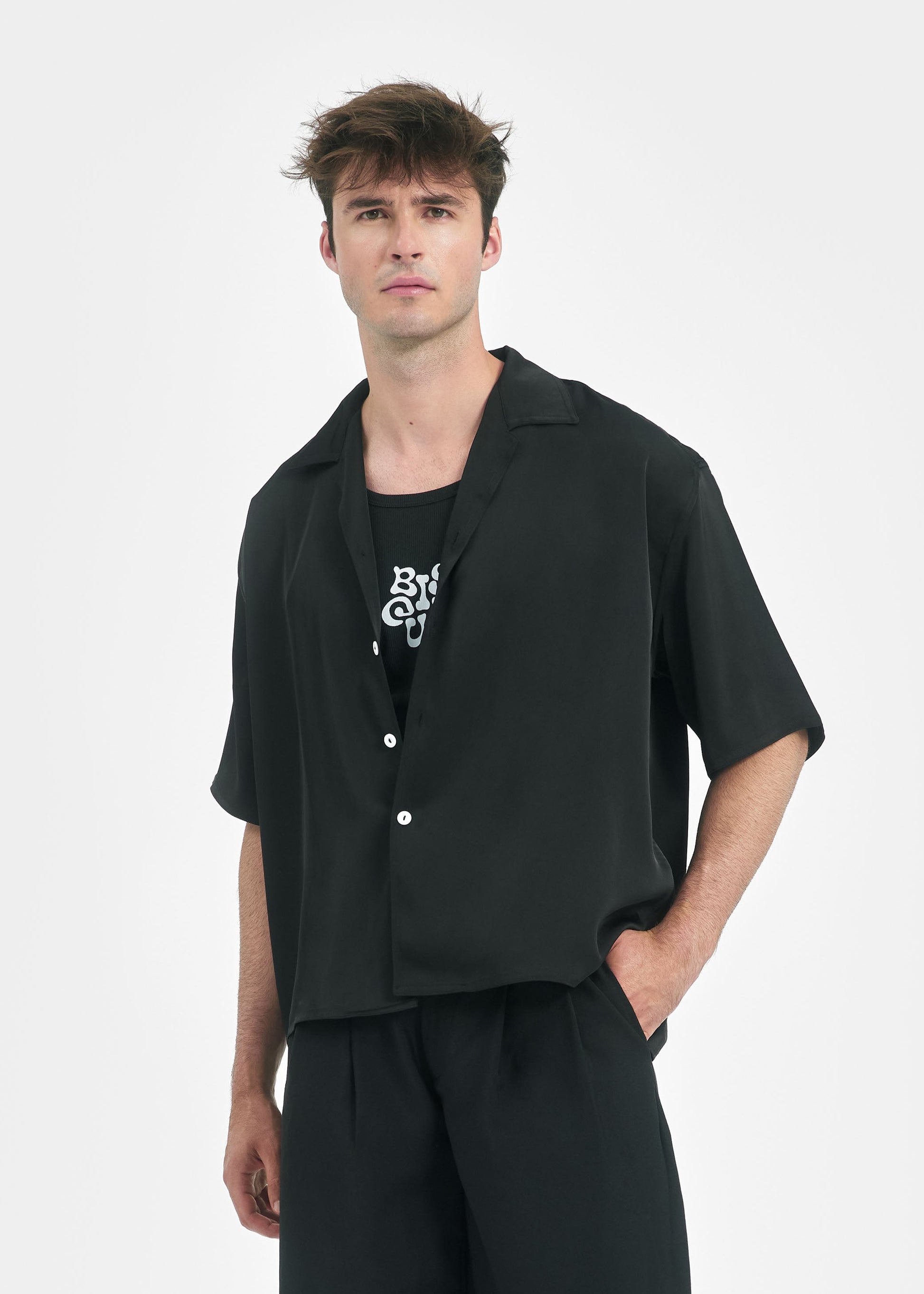 Chemise oversize unisexe noire