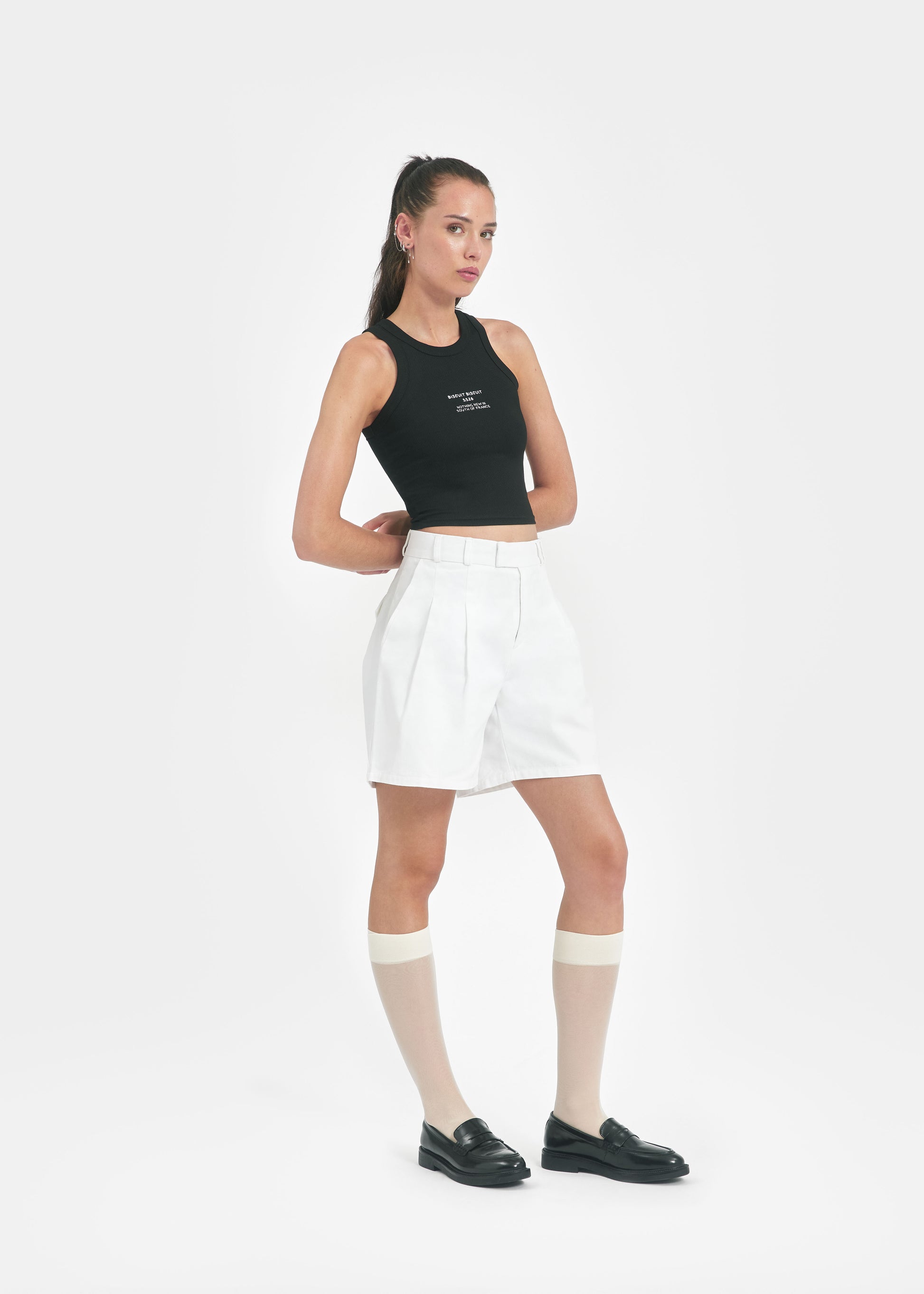 Débardeur noir "Tampon Blanc"