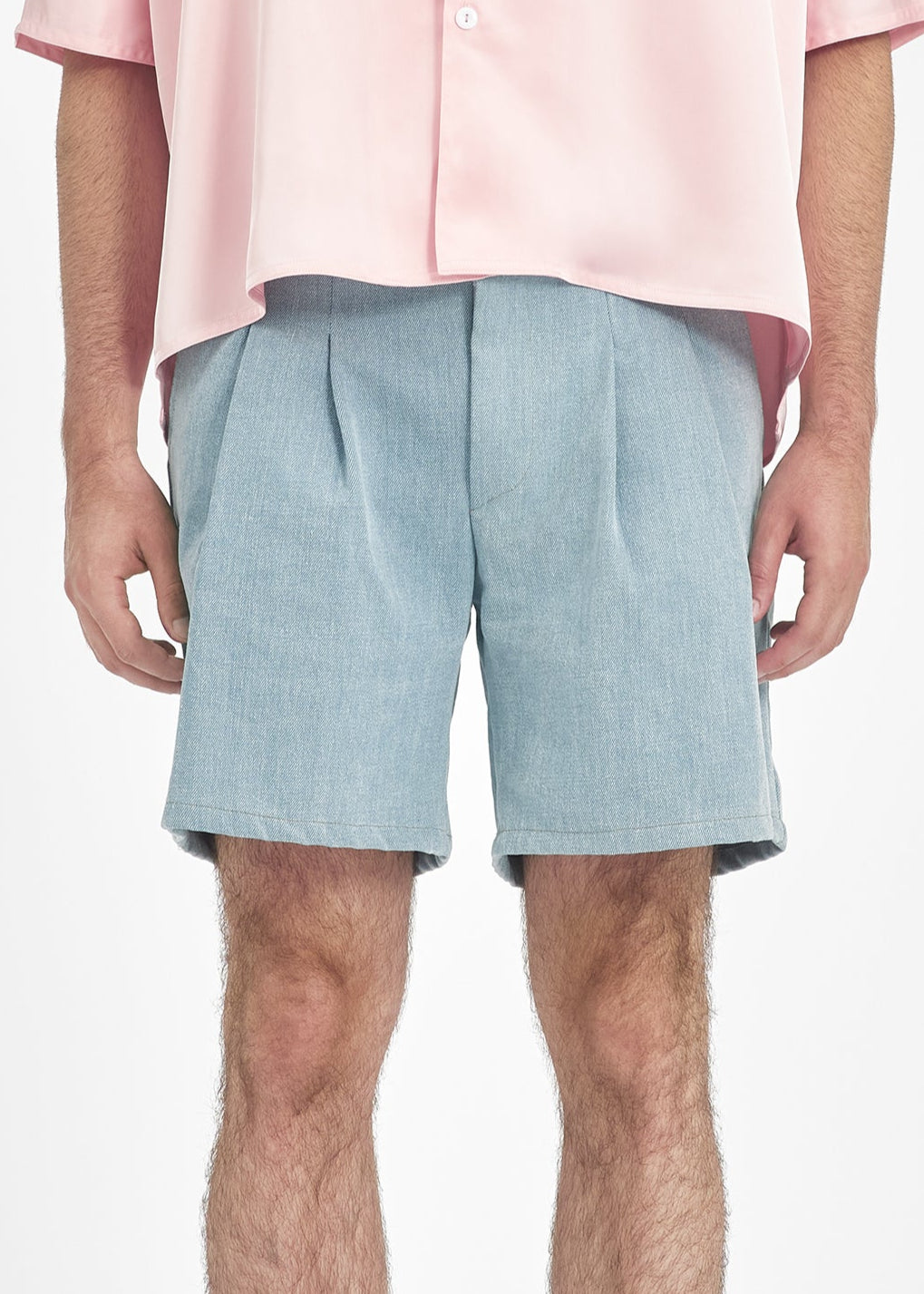 Short deux plis unisexe en denim