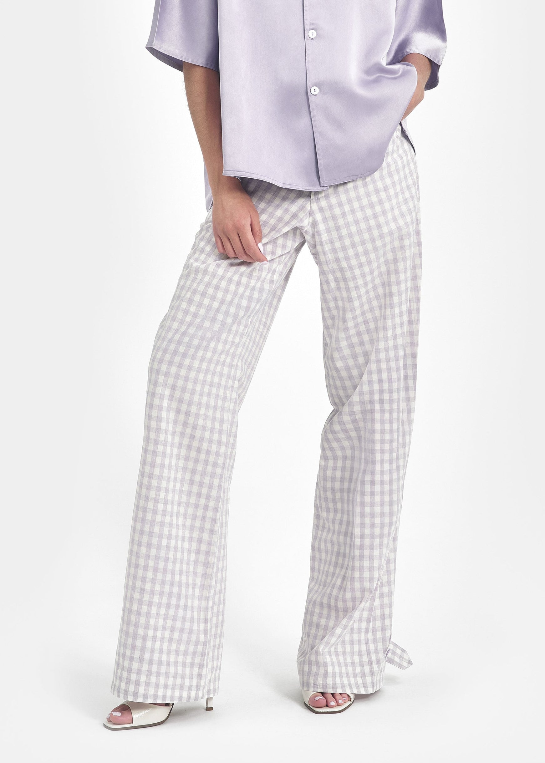 Pantalon ample unisexe coton vichy