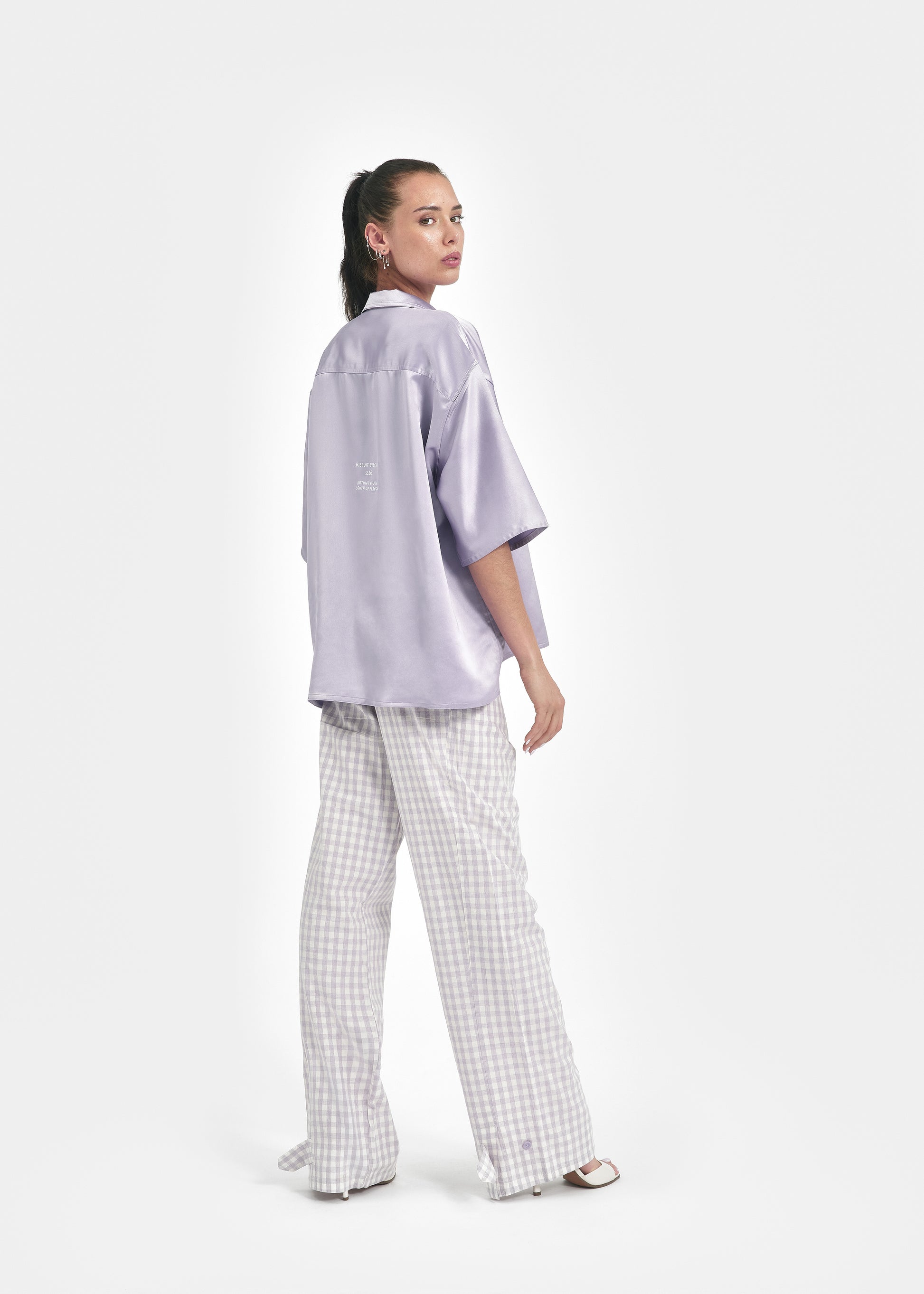 Pantalon ample unisexe coton vichy